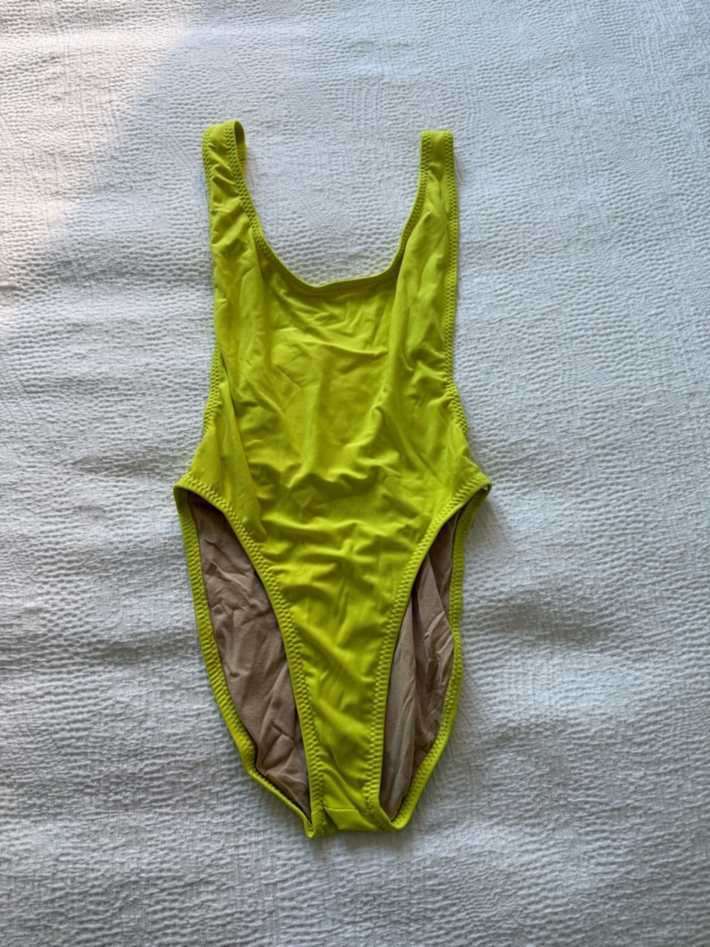 Norma Kamali Neon Lime Scoop One-Piece